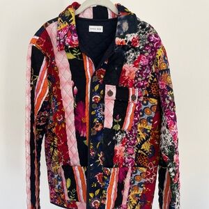 RAGA Red and Pink Jean Jacket Vibrant Floral Design